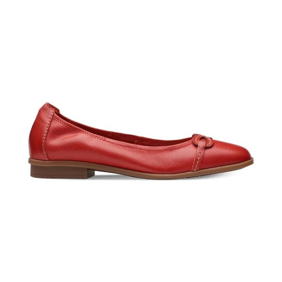 Clarks Lyrical Rhyme Flat Shoes Women's Size 7.5 Red Wide Square Toe Slip On. - Picture 1 of 5